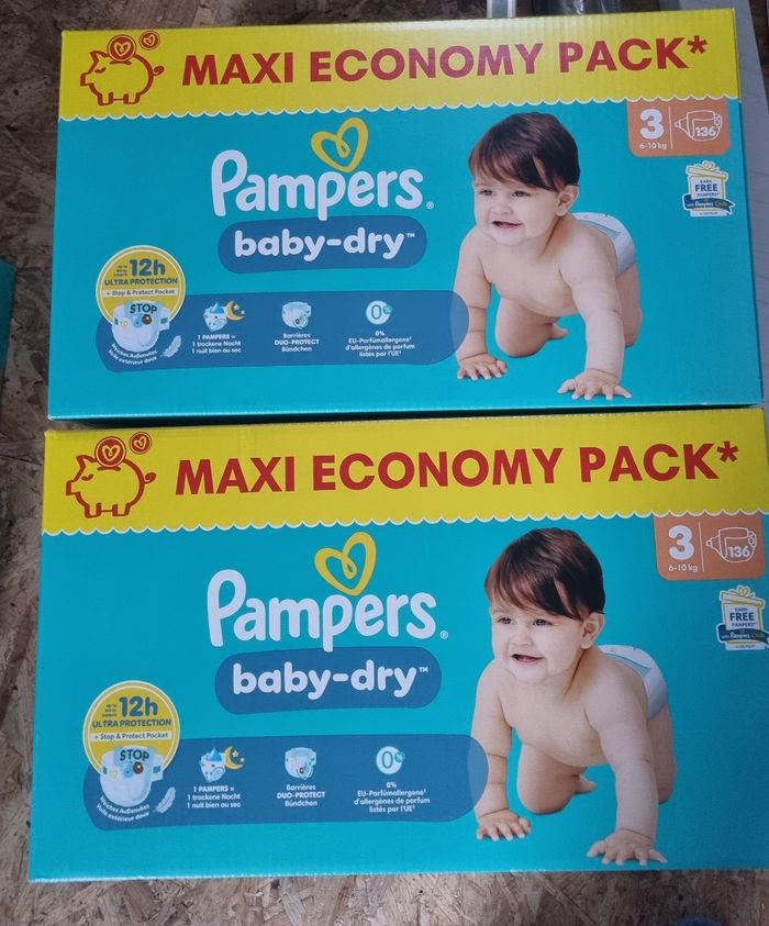 2 cartons de pampers t3 baby-dry