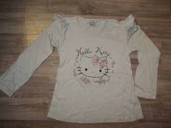 T-shirt ml volanté blanc Hello Kitty (1) romantique 10 ans