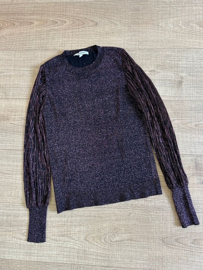 Pull violet pailleté à manches longues Morgan taille XS comme neuf - photo numéro 7