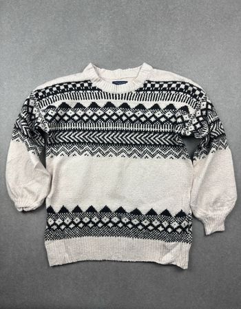 Pull vintage coogi style à motif gris et noir Noël taille XXS