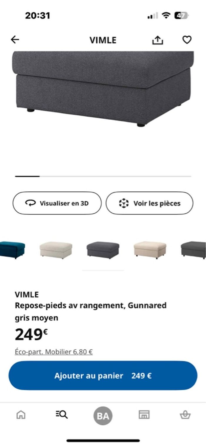 Repose pieds avec rangement Gunnared gris neuf - photo numéro 4