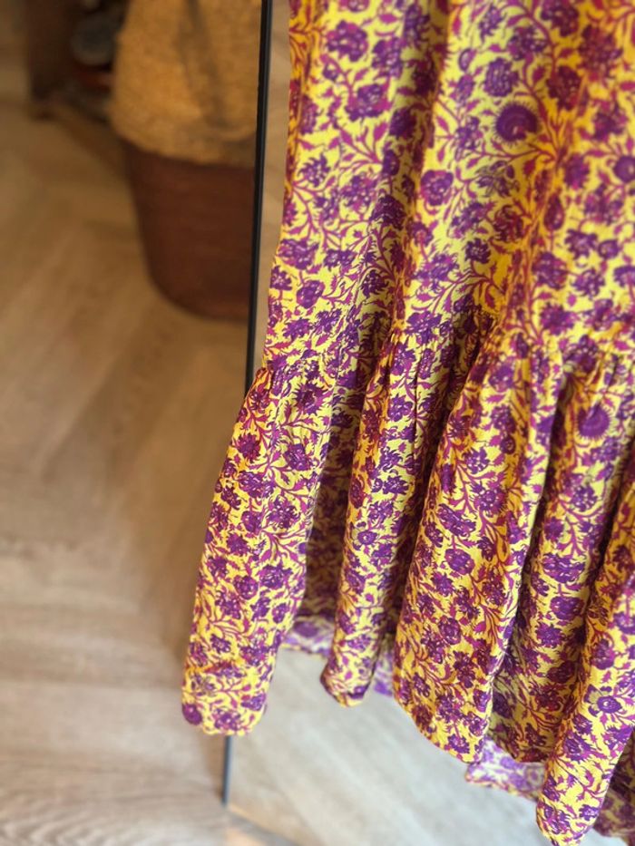 Robe à fleurs An’ge – imprimé violet et jaune – T2 - photo numéro 2