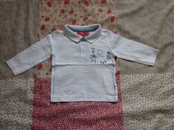 Polo manches longues blanc 6 mois