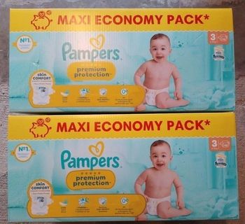 2 cartons de couches pampers premium taille 3