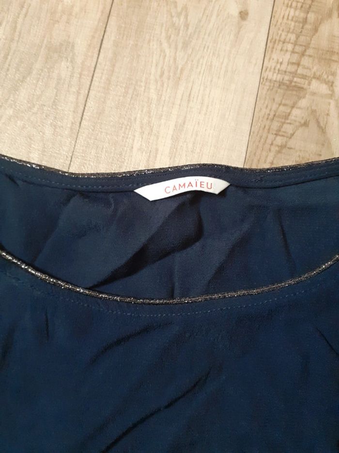 Haut femme bleu marine liseré argenté taille 44 - photo numéro 4