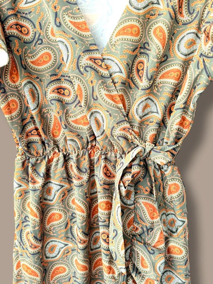 Robe imprimé kaki et orange - photo numéro 3