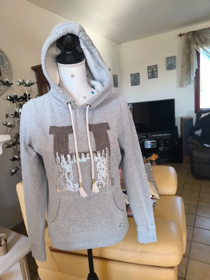 Joli sweat à capuche gris - photo numéro 2