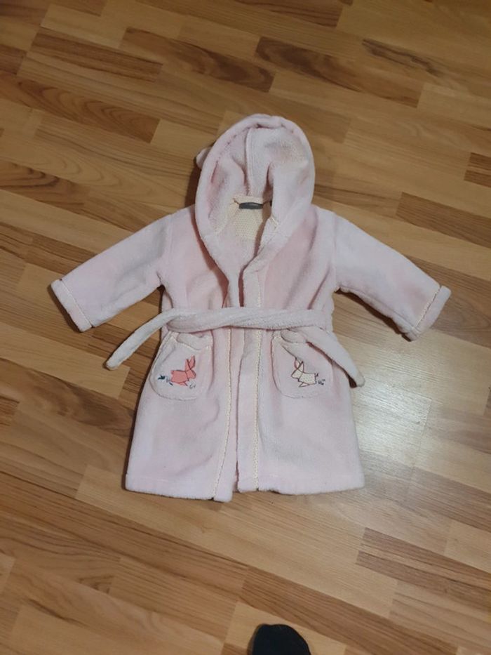peignoir doux carré blanc 2 ans rose
