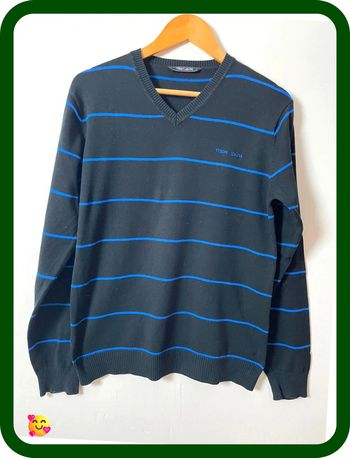 Pull Teddy Smith – Taille L – Noir avec rayures bleues – Homme