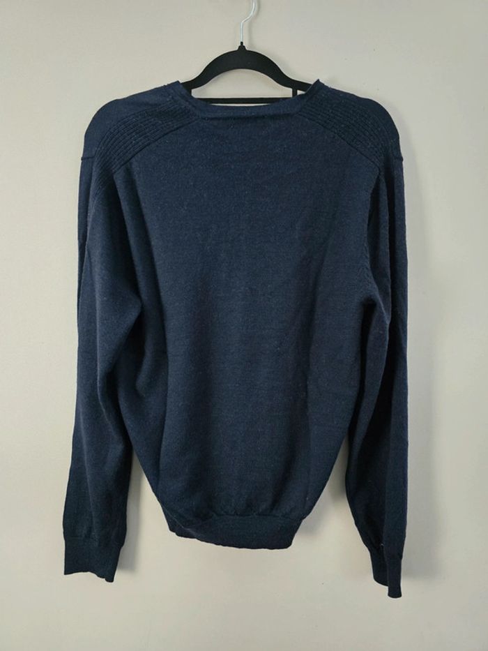 Pull Calvin Klein col V laine mérinos extra fine bleu marine homme taille M - photo numéro 4