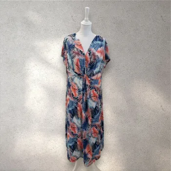 Robe longue fluide imprimée manches courtes 46/48