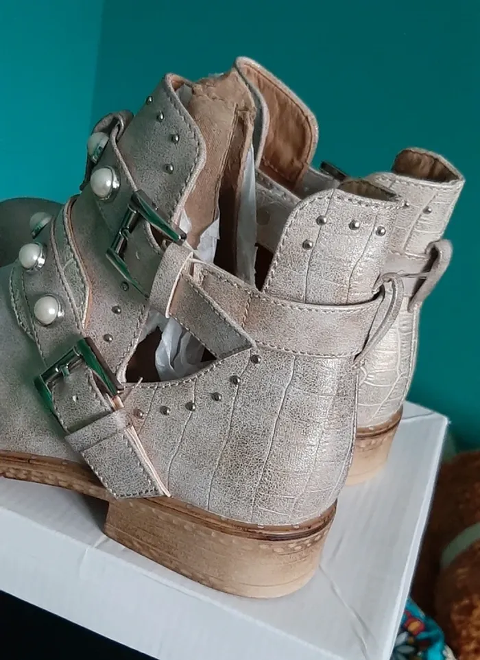 Bottines mi saison dorées - photo numéro 4