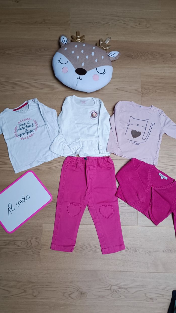 Pantalon, 3 t-shirts et gilet 18 mois