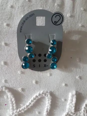 Boucles d'oreilles bleu turquoise Six Neuves
