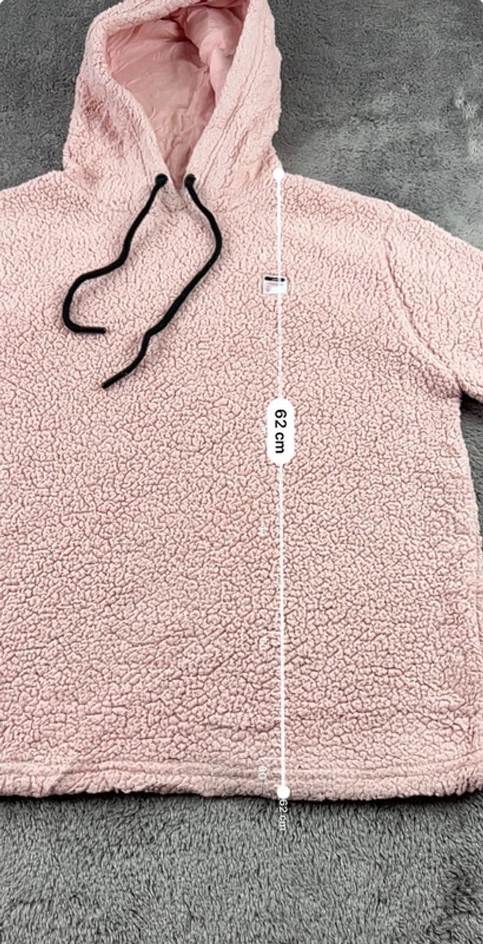 Pull polaire à capuche Fila avec logo brodé rose orangé taille S – Femme streetwear - photo numéro 3