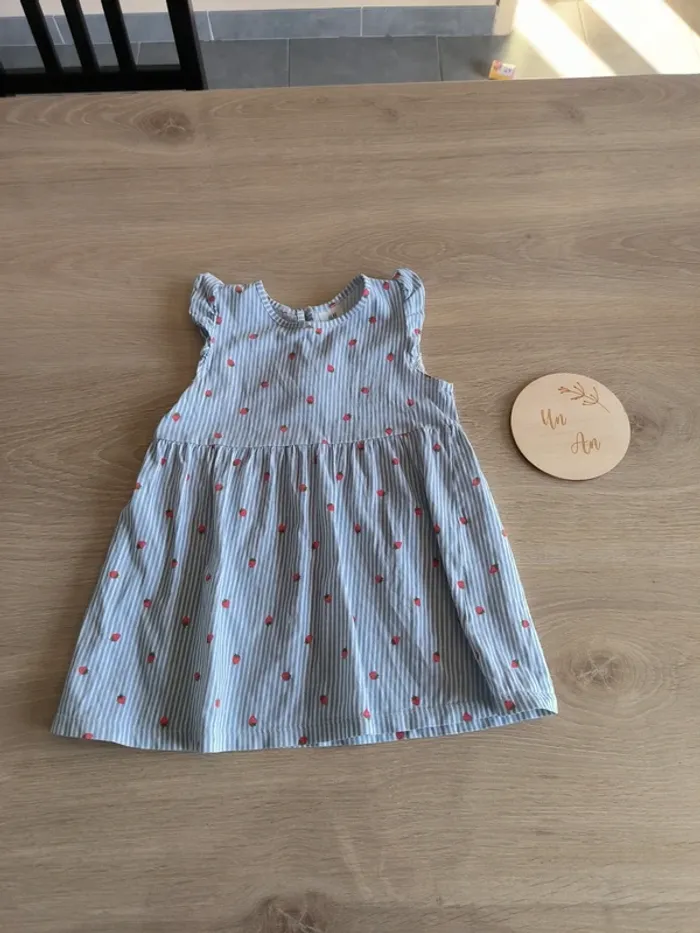 Robe fraise rayures h&M 80 cm 9/12 mois