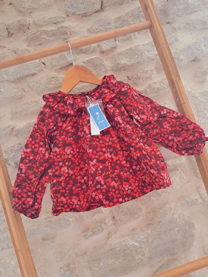 Neuf 🏷 Blouse jacadi liberty Wiltshire rouge 18 mois