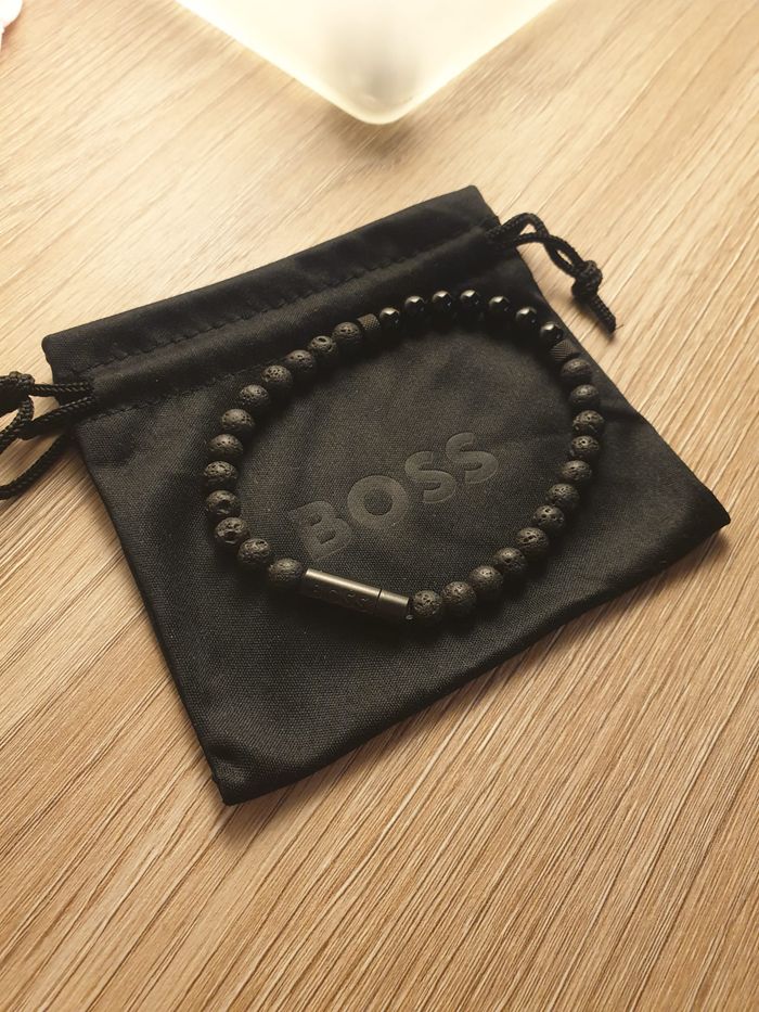 Bracelet Hugo Boss, Pierre de lave, noir, avec sa boîte cadeau - photo numéro 6