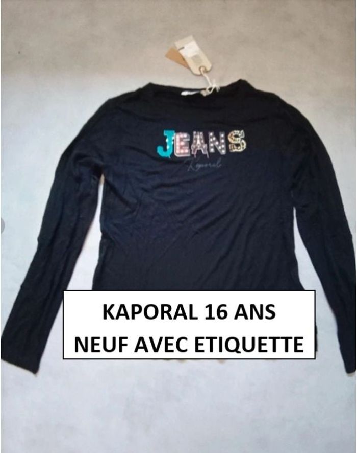 tee shirt manches longues taille 16 ans kaporal ans neuf avec étiquette