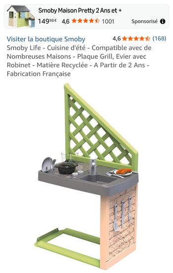 Cuisine plus table et banc smoby 