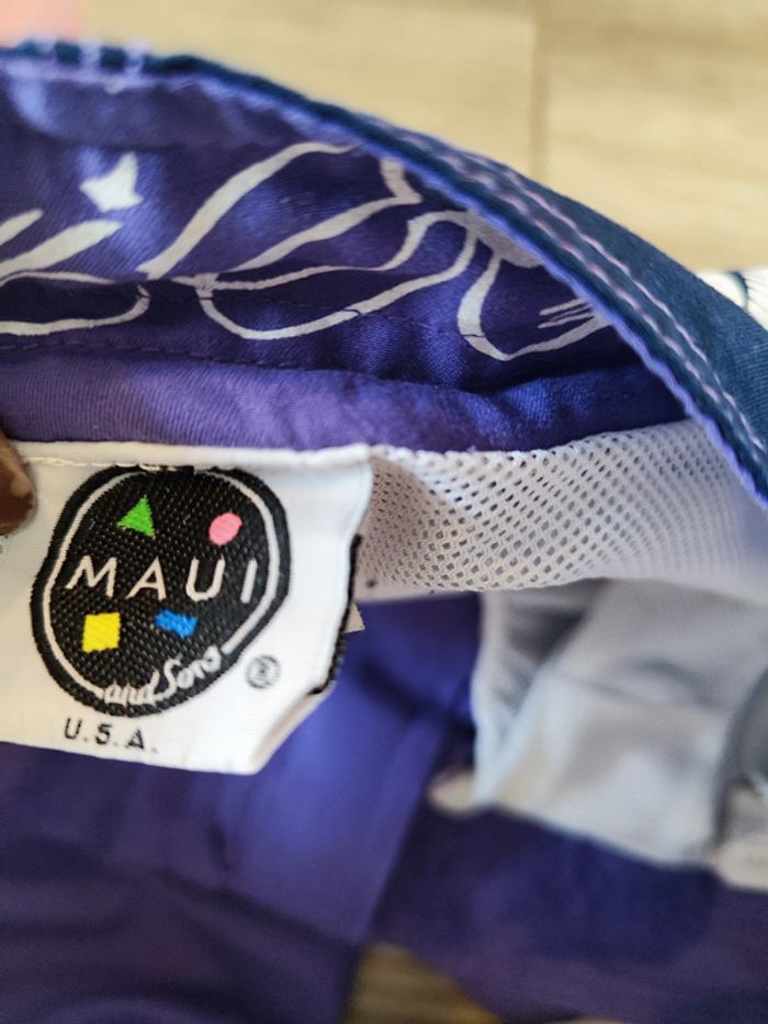 Short de bain violet bleu marine blanc Maui & Sons Taille M - photo numéro 3