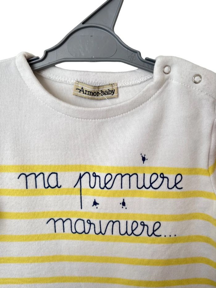 Marinière jaune et blanche - Armor Baby 6 mois - photo numéro 2