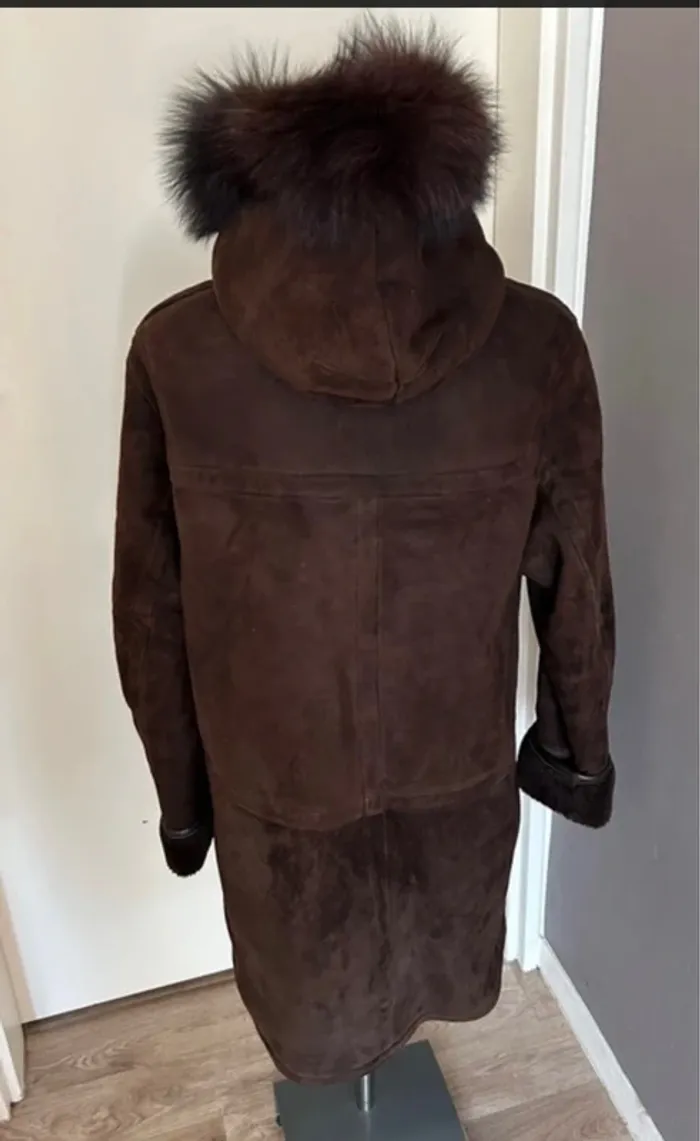 Victor manteau en peau , marron,  capuche amovible femme, taille 40 - photo numéro 3