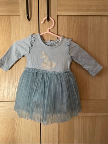 Robe manches longues bleue cygne Vertbaudet 3 mois