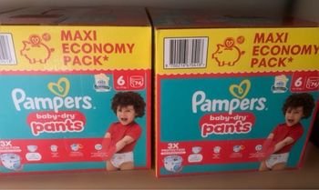 1 Carton de 74 couches Pampers taille 6 pants 