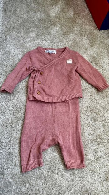 Ensemble laine fine bois de rose – Mes Petits Cailloux – 3 mois