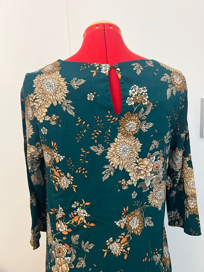 Robe droite manches 3/4 fleurie verte Goa collection - photo numéro 4