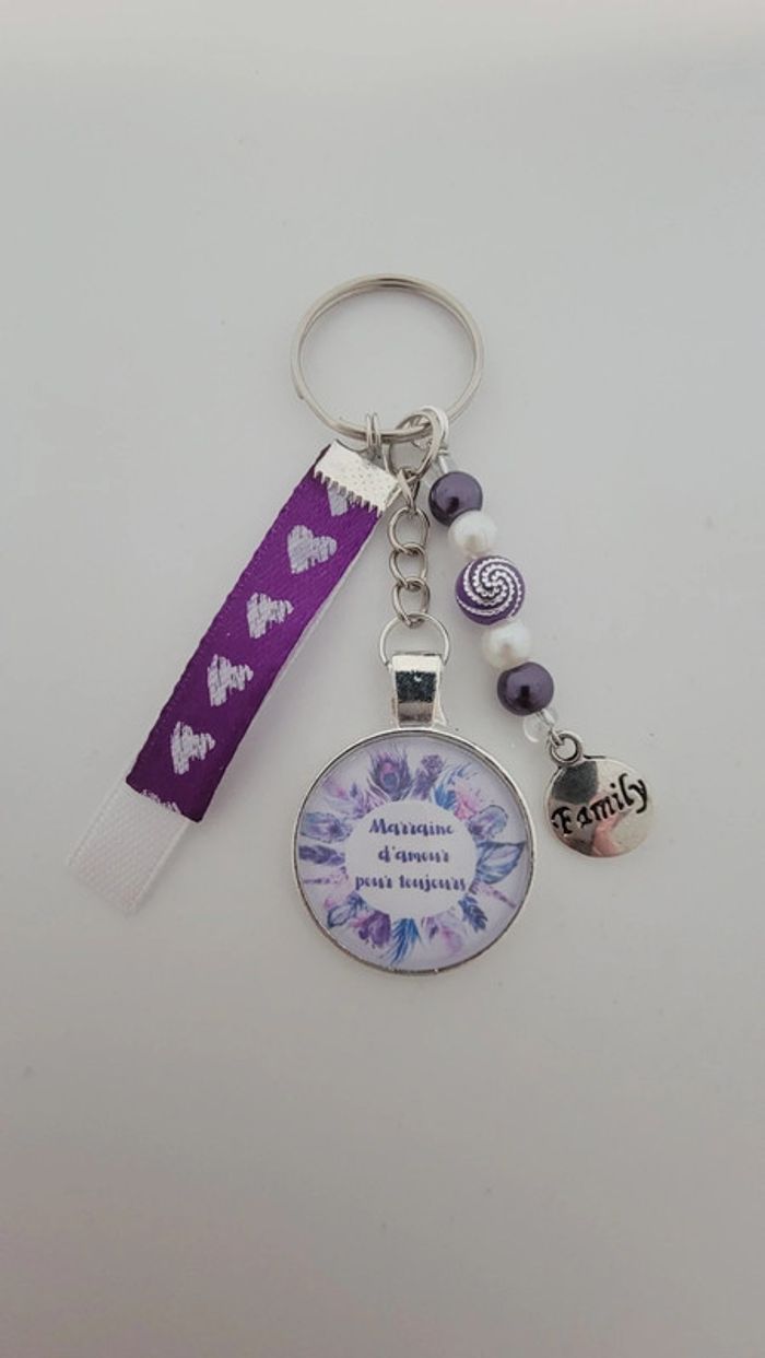 Cadeau marraine,  porte clé message bijoux de sac " marraine d'amour pour toujours"