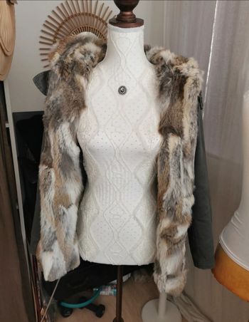 Parka Goa femme en coton kaki doublée et fourrure de lapin