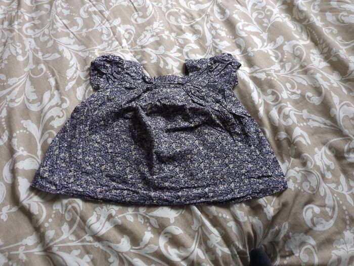 Tunique liberty violet fleurs bébé 2 ans neuf coupe originale