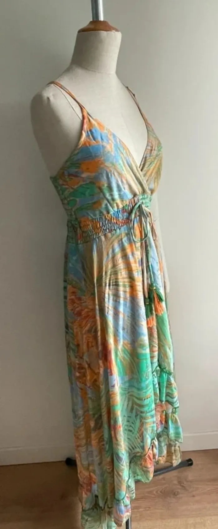 Robe d'été soie motif feuillage – M - photo numéro 2