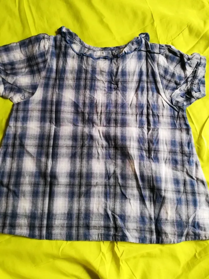 Chemise manche courte à carreaux bleus - photo numéro 3