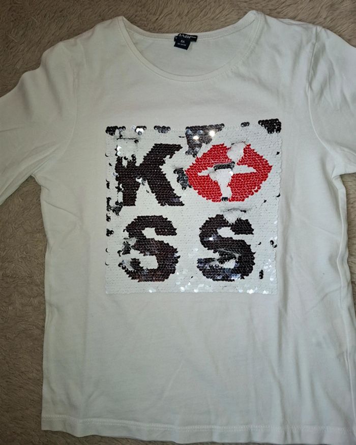 T shirt blanc kiabi Kiss 8 ans - photo numéro 2