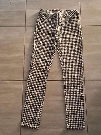 Pantalon noir blanc à carreaux Moda Ana Taille M