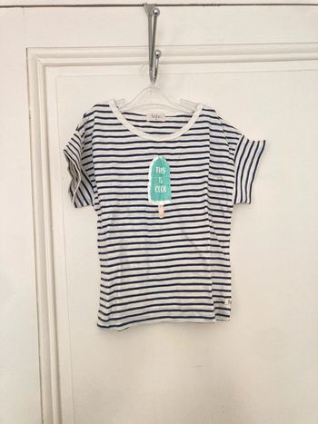 T-Shirt à Rayures Búho Motif Glace Bleu Marine