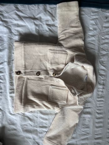 Chemise velours bébé garçon en fibres recyclées écru. Taille 6 mois