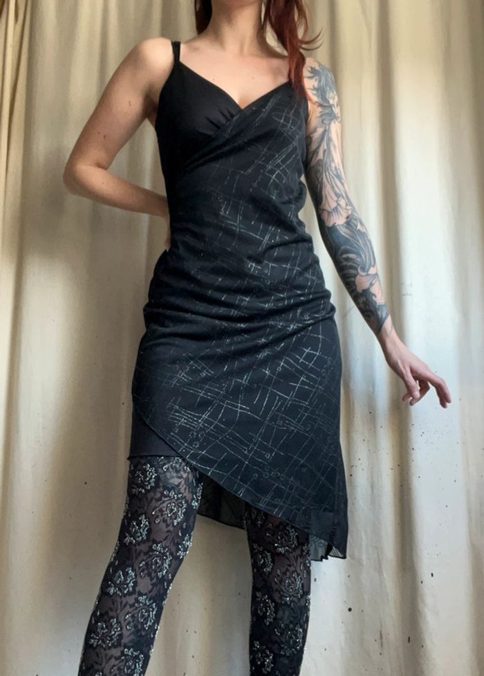 Robe asymétrique mesh paillettée Goth 🦇 vintage y2k - Taille S/M