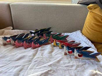 Lot 14 poisson ronds de serviettes en bois 