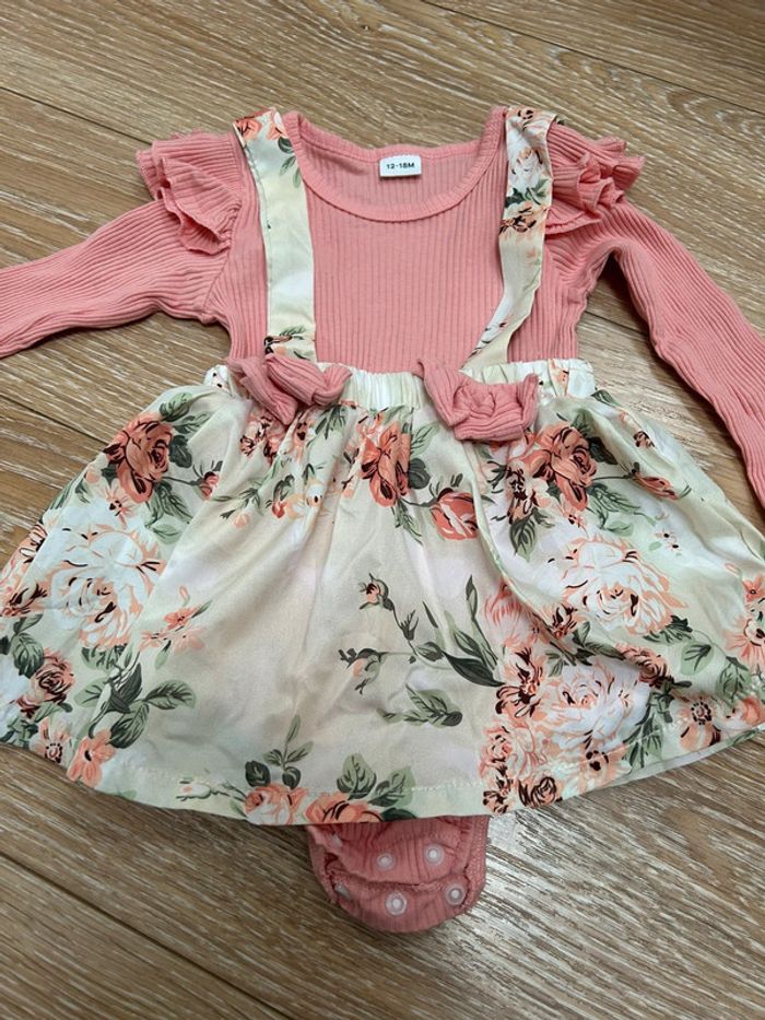Bodie robe avec fermetures pression fille rose et beige - 12/18 mois neuf - photo numéro 2