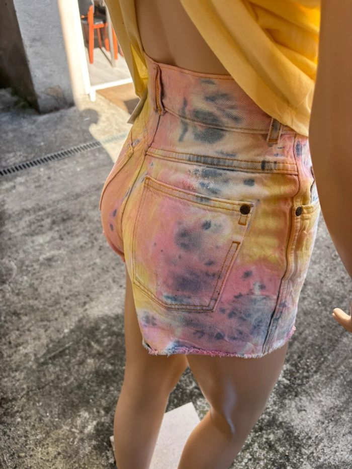 Short en jeans neuf taille haute éleven paris - photo numéro 5