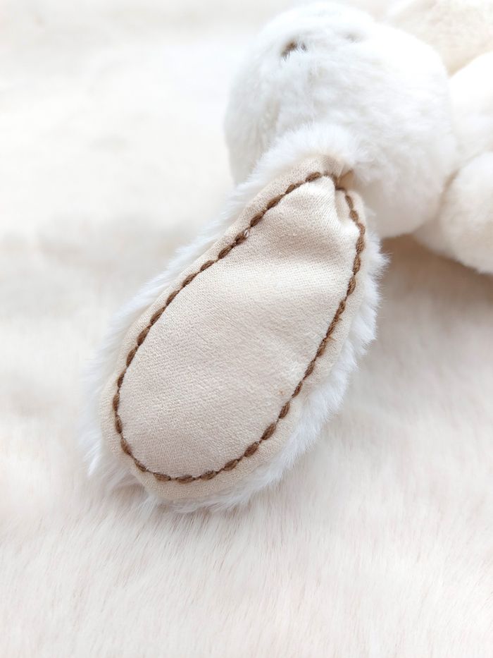 Tartine et Chocolat mini peluche doudou lapin blanc Augustin beige marron 12 cm - photo numéro 6