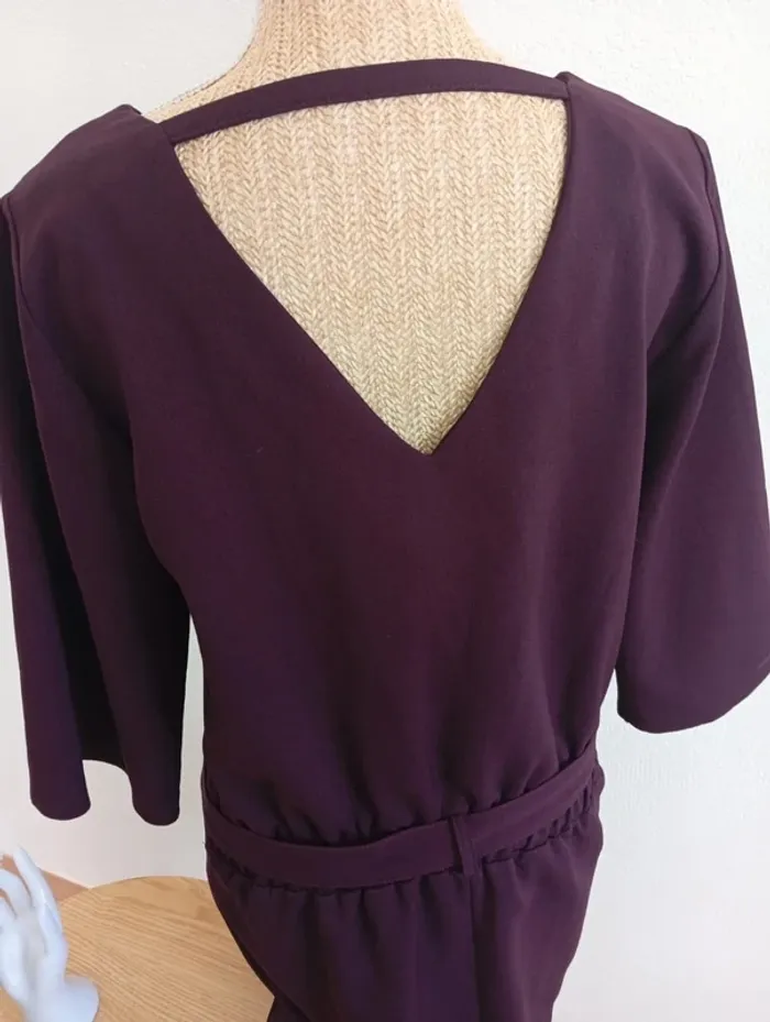 Robe d'été violette élégante avec ceinture manches trois quart taille 2 - photo numéro 3