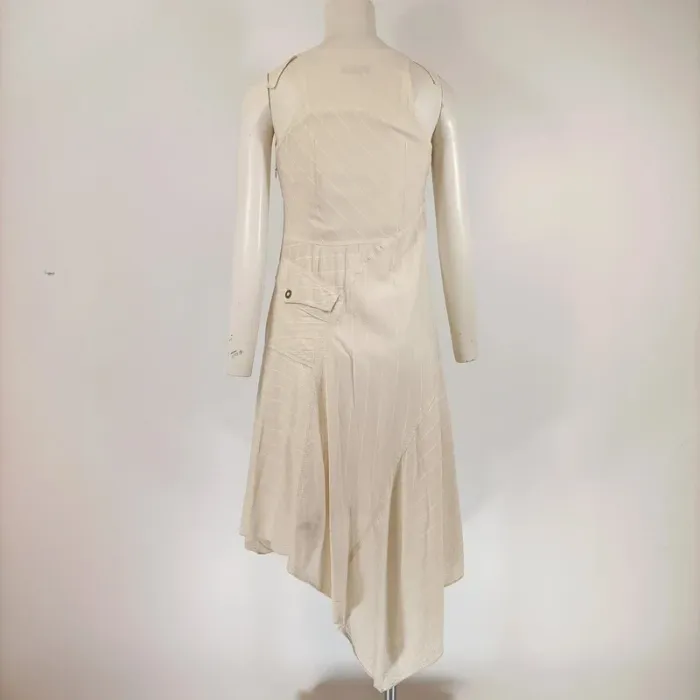 robe asymétrique IKKS beige et blanche empiècement bohème bretelles réglables taille 36 A313 - photo numéro 9