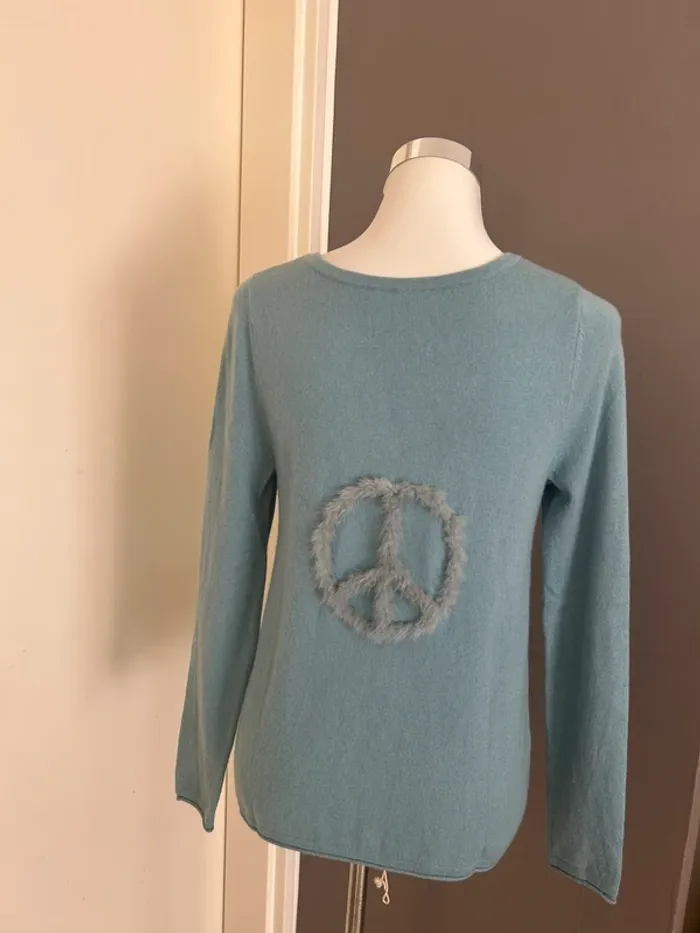 Max&Moi pull bleu peace cachemire taille 36 - photo numéro 2
