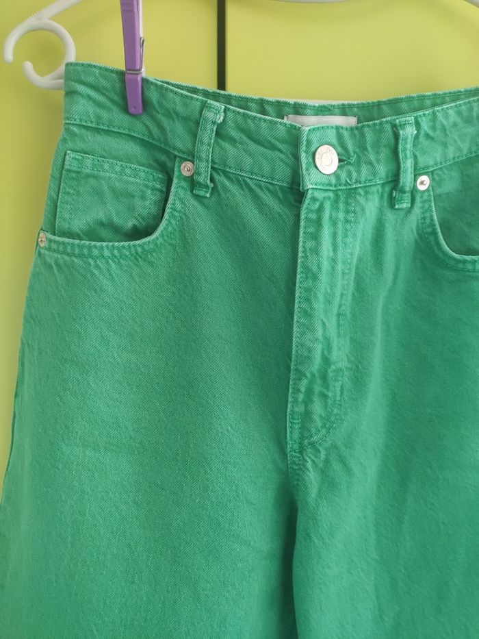 Zara jean vert jambes larges 36 - photo numéro 2
