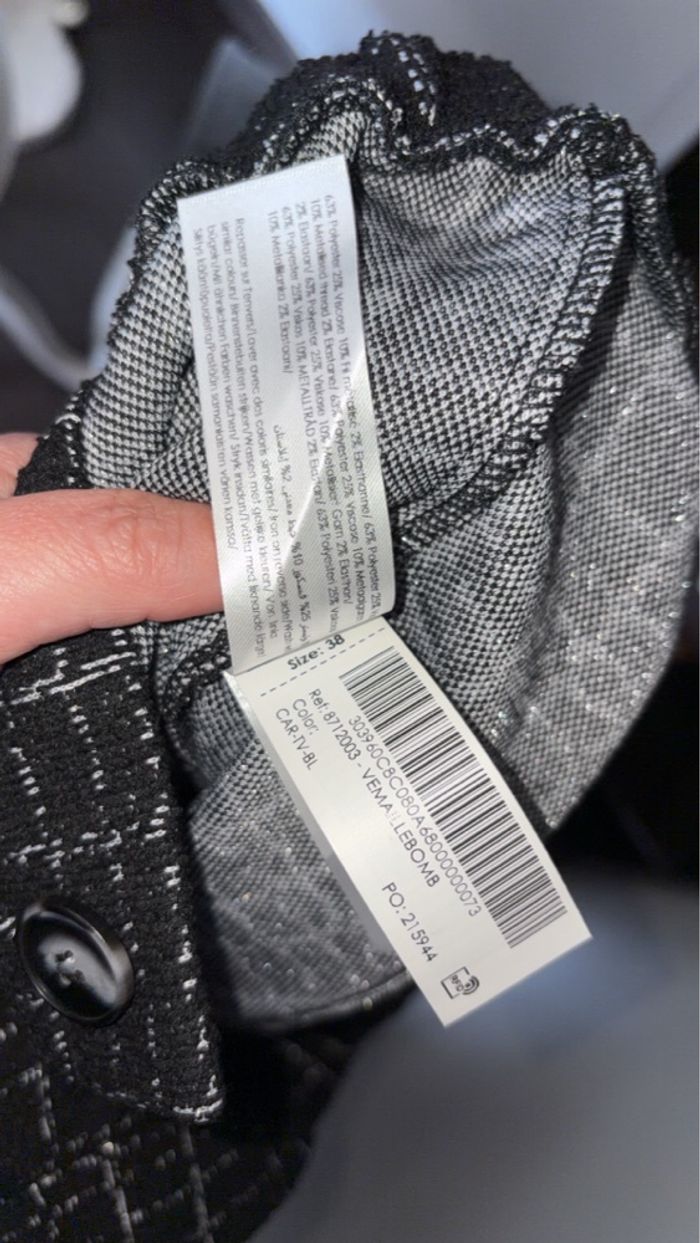 Bréal - Veste bomber en maille texturée - Taille 38 - Noir/Blanc - Neuf avec étiquette - photo numéro 4